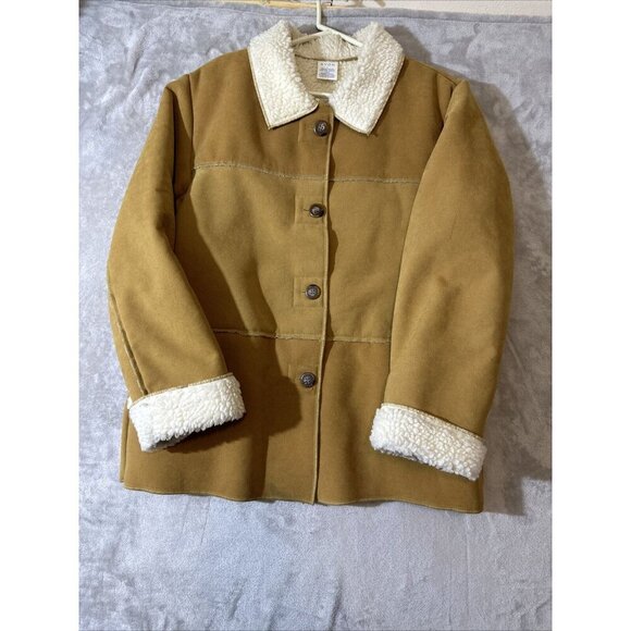 Women’s Avon Penny Lane Coat Tan Sherpa Lined Size Large - Picture 5 of 11